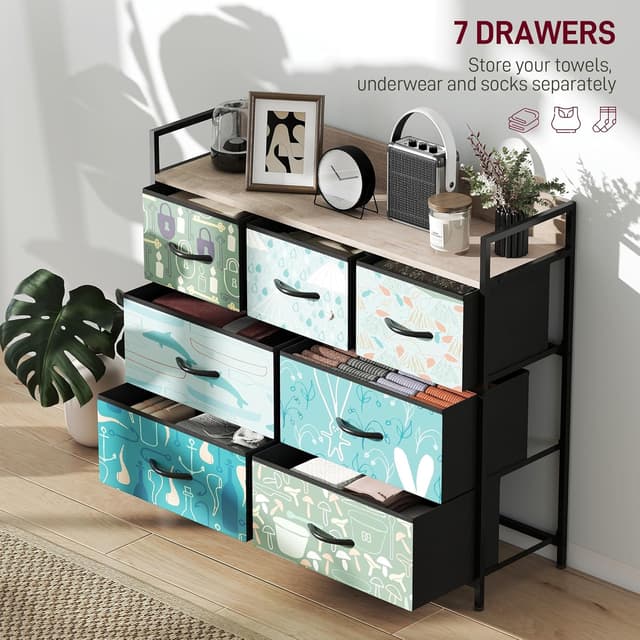 Thumbnail 2 de HOMCOM Fabric Dresser 7-Drawer Chest