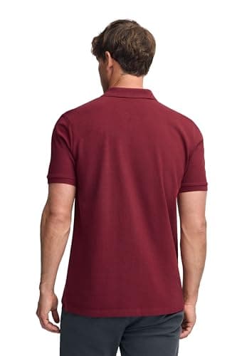 Detalle de Polo Club polo hombre de manga corta en algodón piqué con 3 botones y logo bordado (rojo granate)