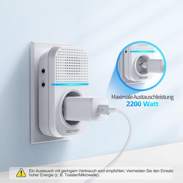 Detalle 2 de Kabellose Türklingel 32 Melodien TECKNET 400 m