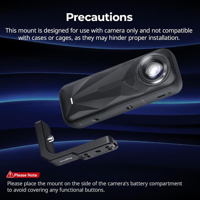 Detalle de SMALLRIG 5824 Vertikale & horizontale Montageunterstützung für Insta360 X5/X4 Air/X4/X3