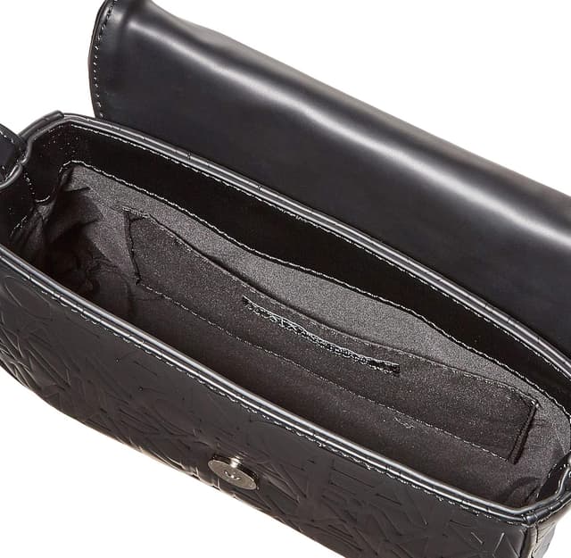 Detalle de Armani Exchange Damen Crossbody-Tasche mit verstellbarem Schulterriemen und Präge-Logo all over, Schwarz (Nero-Black)