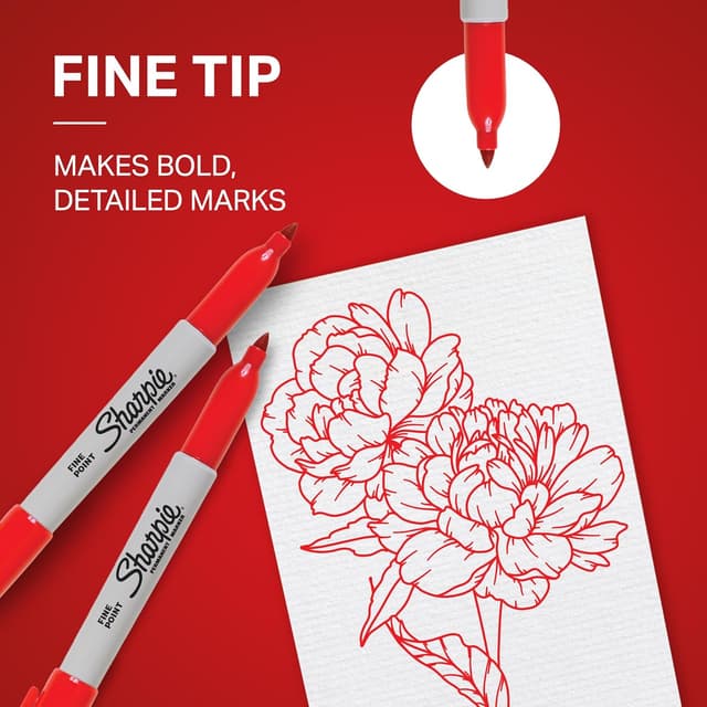 Detalle 1 de Sharpie Permanent Markers Red ink 12 pack