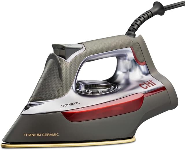 Detalle de CHI Steam Iron for Clothes (13101) with 300+ Steam Holes, 1700W Titanium-Infused Ceramic Soleplate & Auto Shutoff