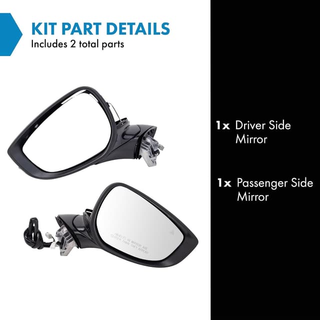 Detalle de TRQ Driver and Passenger Side Mirror Set (Power, Manual Fold) for 2020–2022 Mazda CX-30