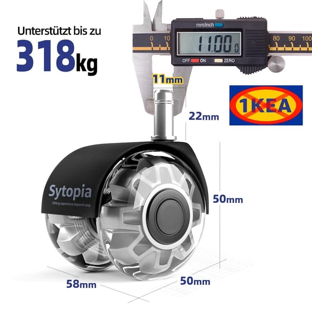 Detalle 2 de Sytopia Bürostuhl Rollen 11 × 22 mm, 5er Set