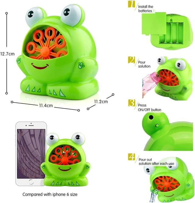 Detalle de EpochAir Bubble Machine Frog Shape with 2 Mini Solution Bottles