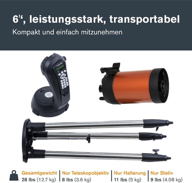 Detalle de Celestron NexStar 6SE (11068) Computer-gesteuertes Schmidt-Cassegrain-Teleskop mit Advanced GPS und AutoAlign