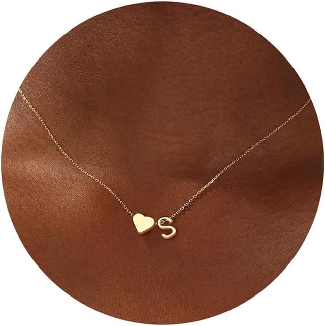 Detalle de TINGN Herz Kettenanhänger mit Buchstaben (A–Z), 14K vergoldet – Initialenkette für Damen & Kinder