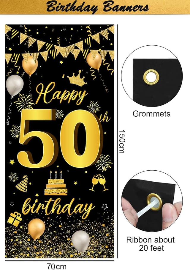 Thumbnail 1 de Globos 50 Años Oro Negro decoración 32