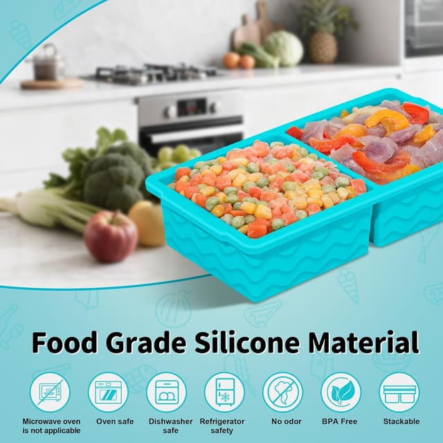 Detalle 2 de 3-Pack Silicone Freezer Trays with Lid 500ml 🍧