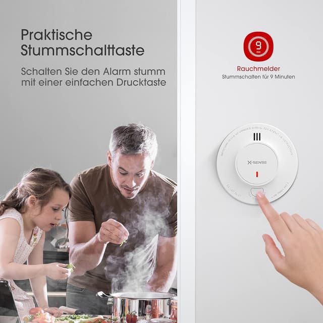 Detalle 2 de Détecteur de fumée X-Sense SD2J0AX (EN 14604), batterie 10 ans, capteur photoélectrique – lot de 5