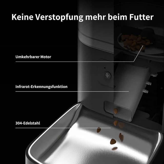 Detalle 2 de DOEL 2-in-1 Automatik-Futter- und Wasserspender mit App-Steuerung, 6-Liter Trockenfutter + 2,5-Liter Wasser