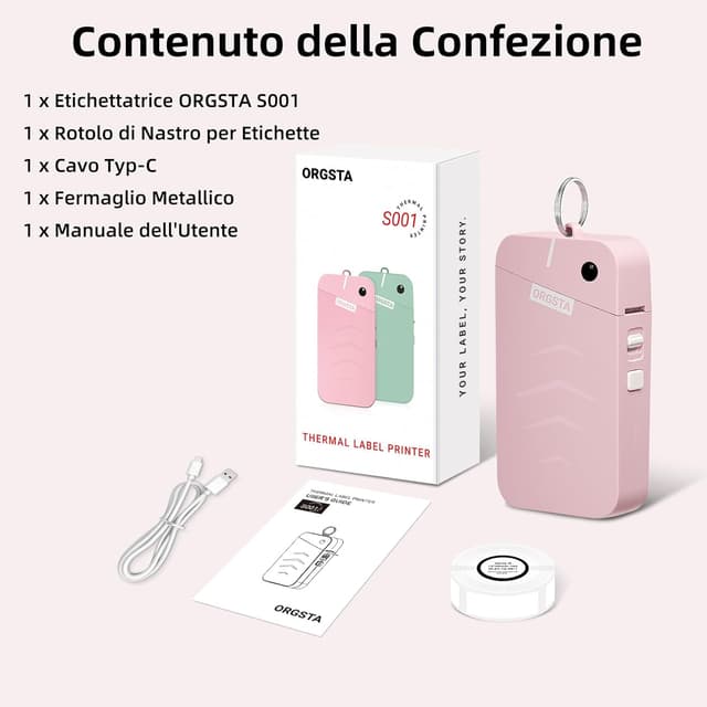 Thumbnail 6 de ORGSTA S001 etichettatrice portatile con stampa termica Bluetooth (203 DPI) e batteria 2000 mAh