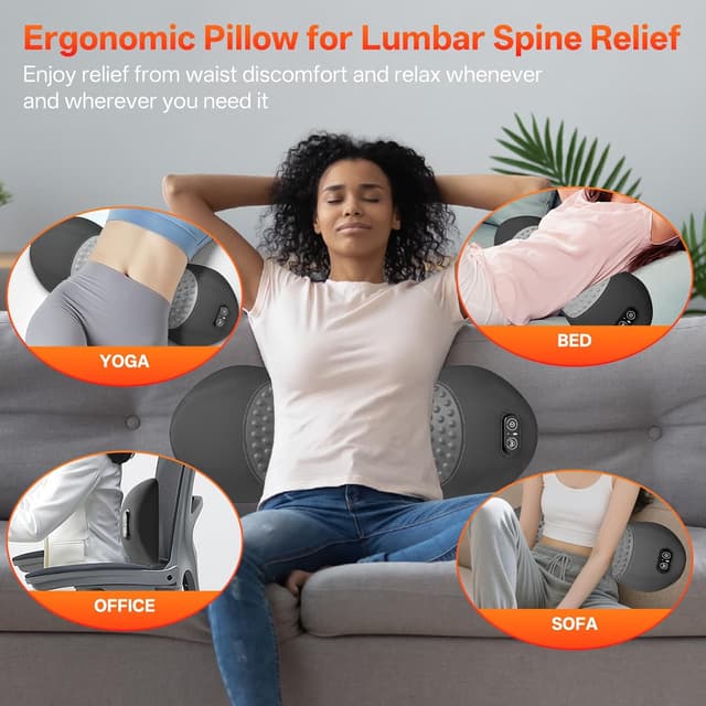 Thumbnail 6 de SUDAHIA 3-in-1 Electric Lumbar Support Pillow with Heated Vibration & Traction (Gray)