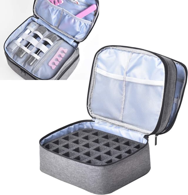 Detalle 2 de Nail Polish Carrying Case Bag for up to 30 Bottles – Double-Layer Storage & Padded Protection