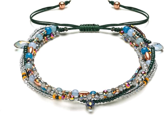 Thumbnail 6 de Apocalyptic-K Damen Handgewebtes Armband im Boho-Stil mit Achat & 925 Silber/18K Gold, verstellbar (18–21 cm)