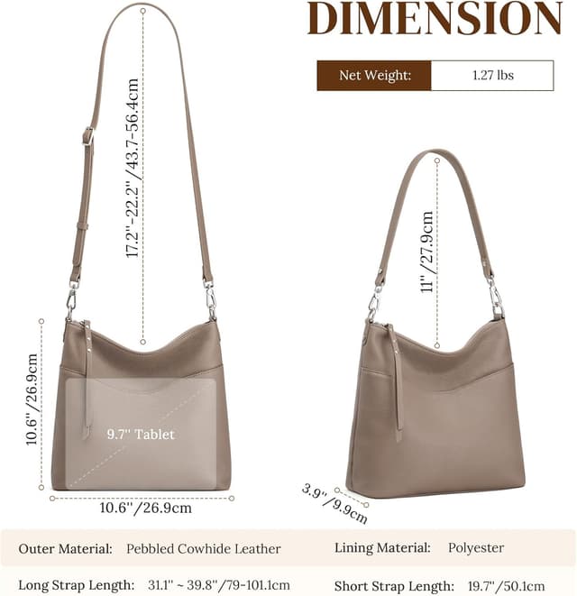 Detalle 2 de S-ZONE leather tote bag for women (medium) with 2 removable straps