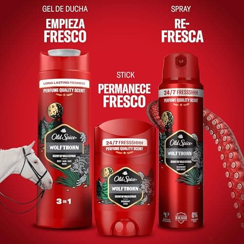 Detalle de Old Spice Wolfthorn desodorante en barra para hombres (4x50 ml) con frescura 24 horas