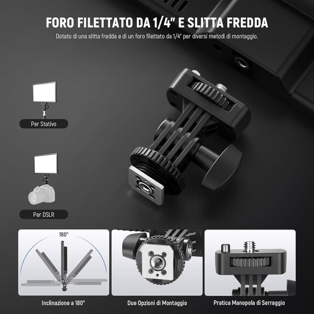 Detalle 2 de NEEWER Pannello Luce Video a 192 LED bicolore 3200K–5600K dimmerabile con batteria al litio 4000mAh