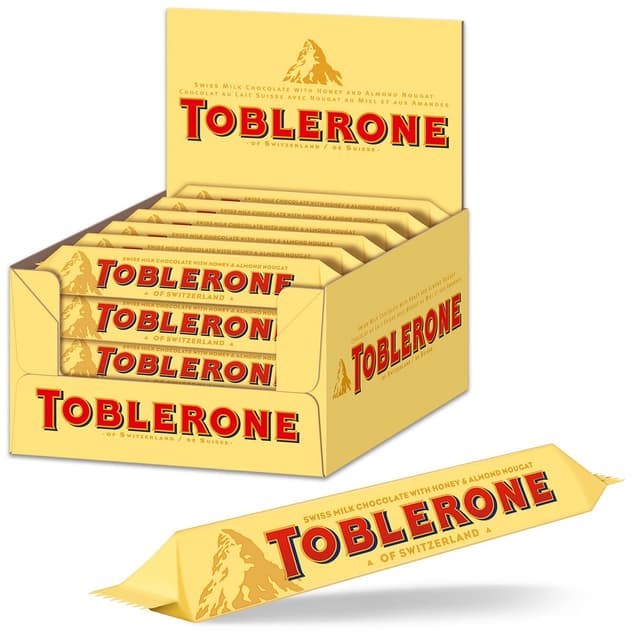 Detalle de Toblerone Schokolade Riegel – Schweizer Milchschokolade mit Honig- und Mandelnougat, 24 x 35g