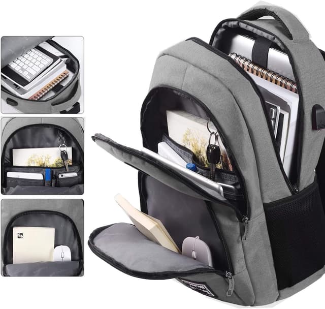 Detalle de YAMTION Unisex-Rucksack mit gepolstertem Laptopfach (30 l) – Schulranze/Schulrucksack bis 16