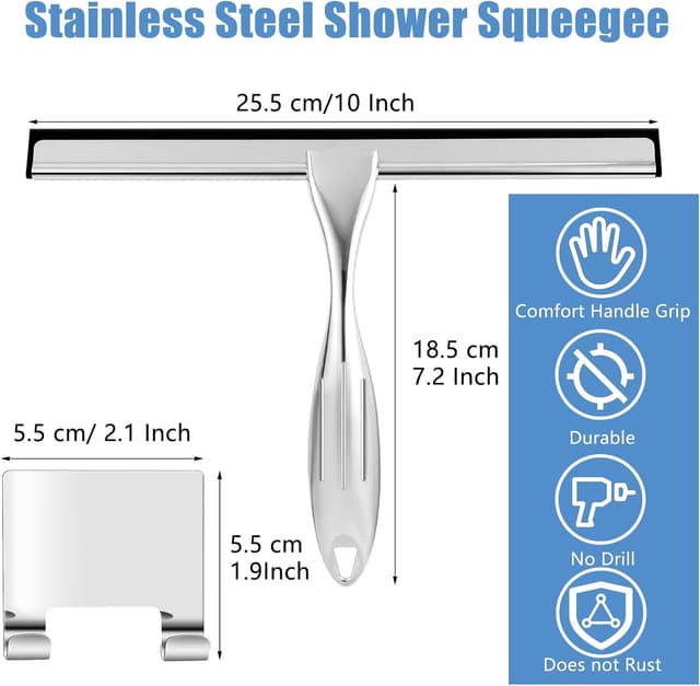 Thumbnail 1 de Shower Squeegee 10 Inch Stainless Steel Window Cleaner