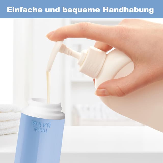 Detalle de Opret 4er Silikon-Reiseflaschen-Set (100 ml) – auslaufsichere Travel-Bottles zum Befüllen