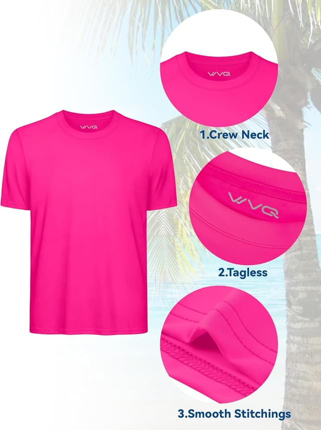 Detalle de WVQ Neon UPF 50+ Dry-Fit Swim Rash Guard Shirts for Kids (Boys & Girls)