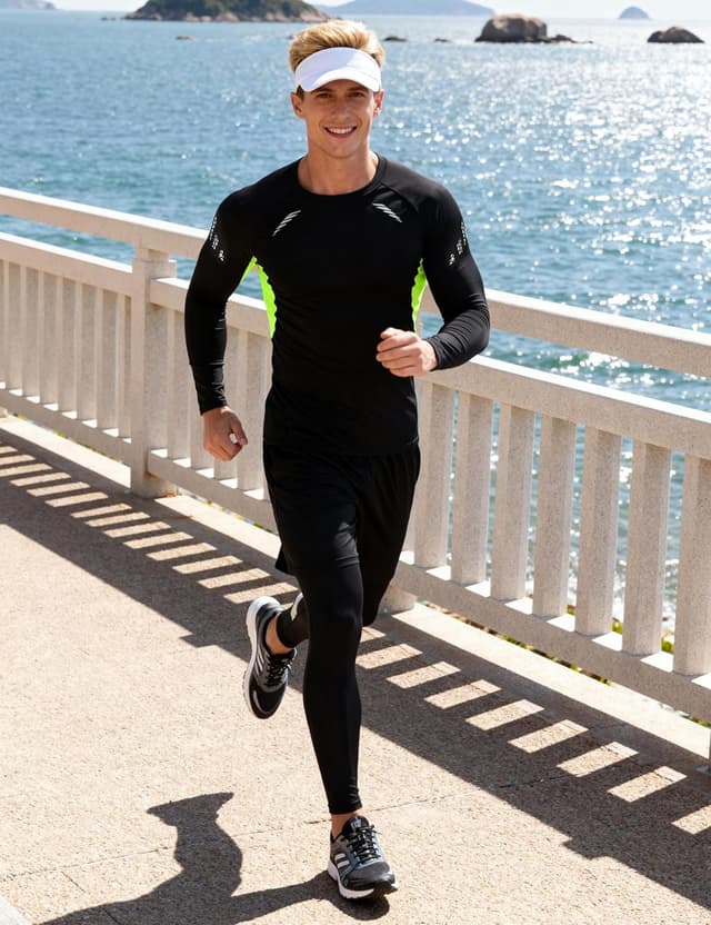 Detalle 2 de Ensemble compression homme Terecey (3 pièces) : t-shirt manches longues + legging + shorts de sport