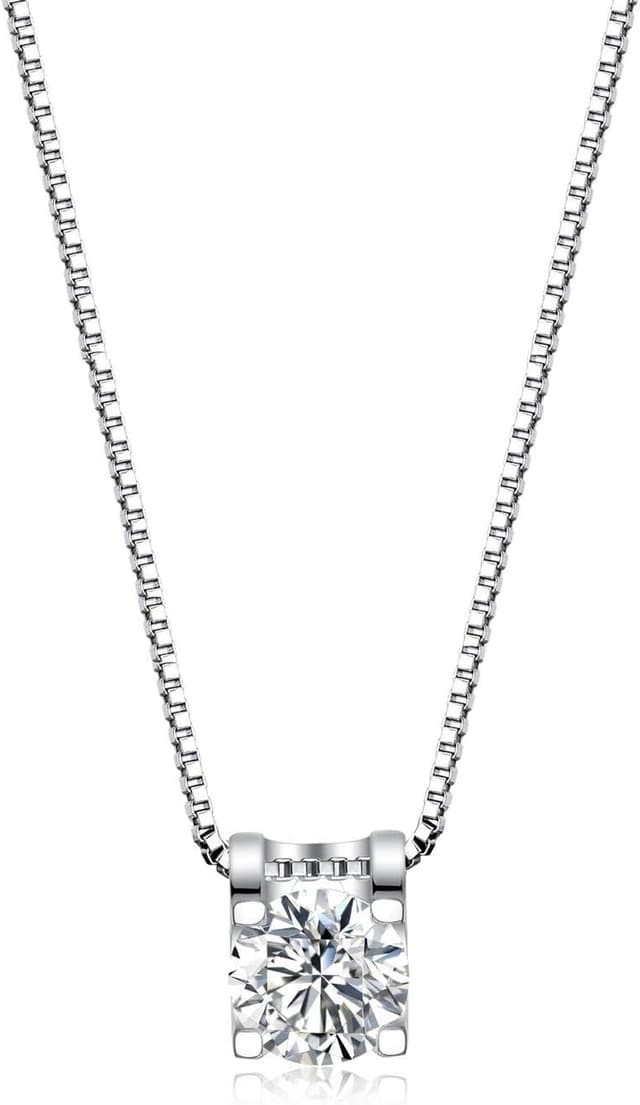 Detalle de VANSZA Damen-Kette aus Sterlingsilber 925 mit Zirkonia, geometrisches Love-Motiv