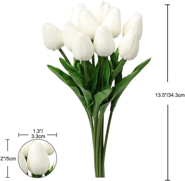 Detalle de 10er Set künstliche Tulpen mit Real-Touch-Latex (3,7 cm Blüte) – für Home-Party, Hochzeit & Deko