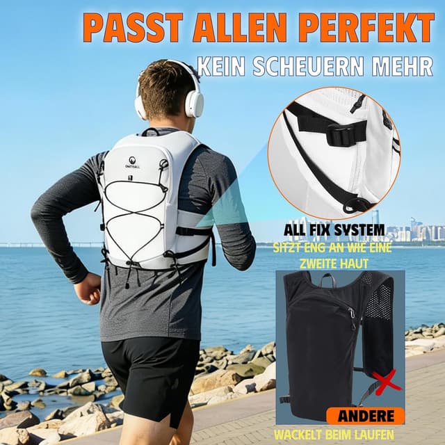 Detalle 2 de ONETOALL Laufweste Damen/Laufweste Herren mit LED & 2 faltbaren Trinkflaschen (500 ml)