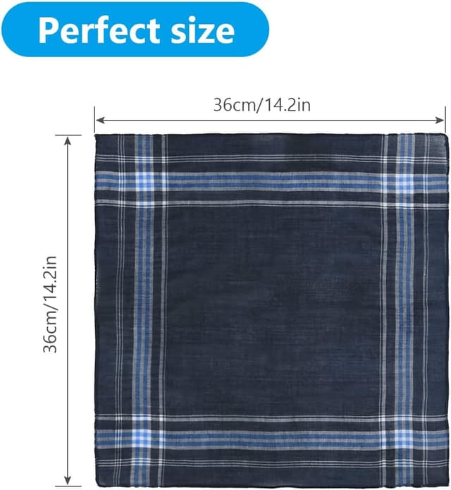 Detalle 2 de URAQT Men’s Handkerchiefs 12-Pack – soft gents hankies for pocket squares