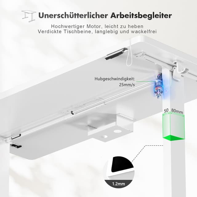 Detalle 2 de Flamaker höhenverstellbarer Stehschreibtisch elektrisch 180x80 cm (mit Kabelmanagement)
