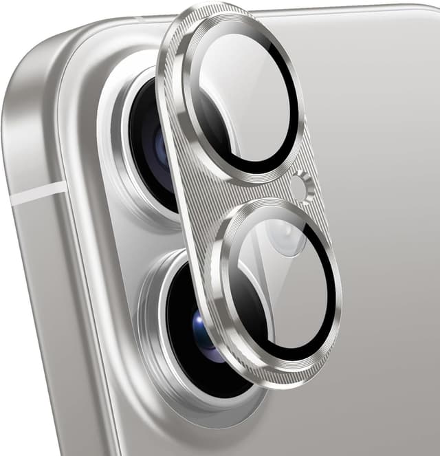 Detalle de Leedia 2er Kameraschutz aus gehärtetem Glas für iPhone (Metallring für MagSafe) – passend für iPhone 17 6,3", iPhone 16 6,1" & iPhone 16 Plus 6,7