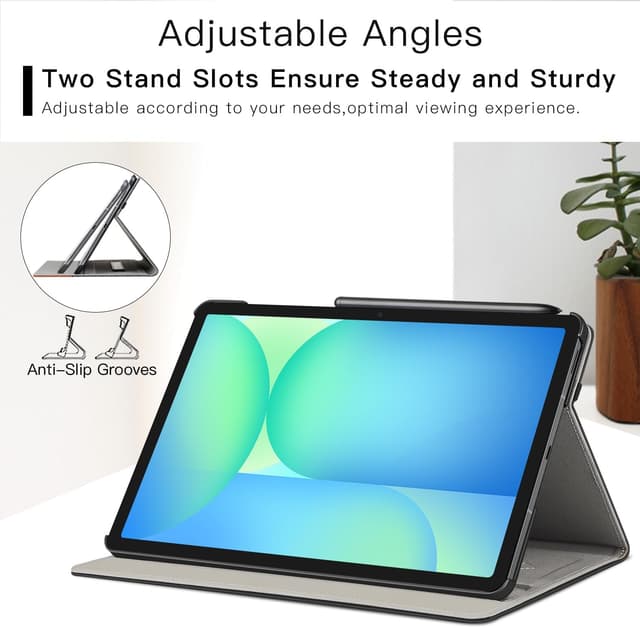 Detalle 2 de ZtotopCases multi-angle stand cover for Samsung Galaxy Tab S10 FE / S9 FE / S9 / S8 / S7 11in (Auto Wake/Sleep, stylus holder) – Black