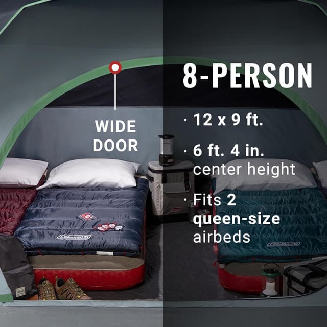 Detalle 2 de Coleman Skydome Tent (5-Minute Setup) 2/4/6/8-Person Weatherproof with Rainfly & Carry Bag