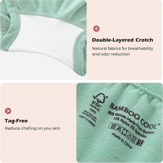 Detalle de BAMBOO COOL Womens Seamless Boyshorts Underwear (Mid Rise) – Breathable Stretch 5-Pack