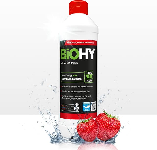 Detalle de BiOHY Sanitärreiniger Plus – Kalkentferner Konzentrat für Fliesen, Dusche & WC (1 l) mit EU Ecolabel