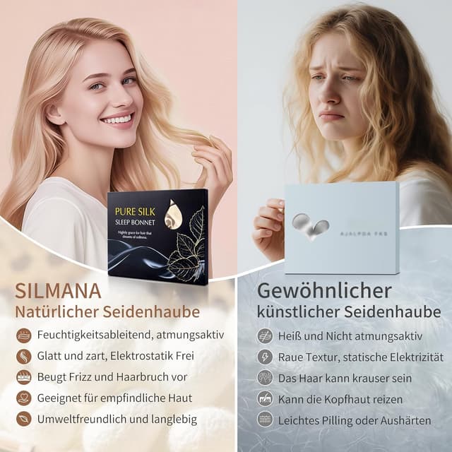 Detalle de Silmana Seidenhaube 22 Momme – 100% Maulbeerseide