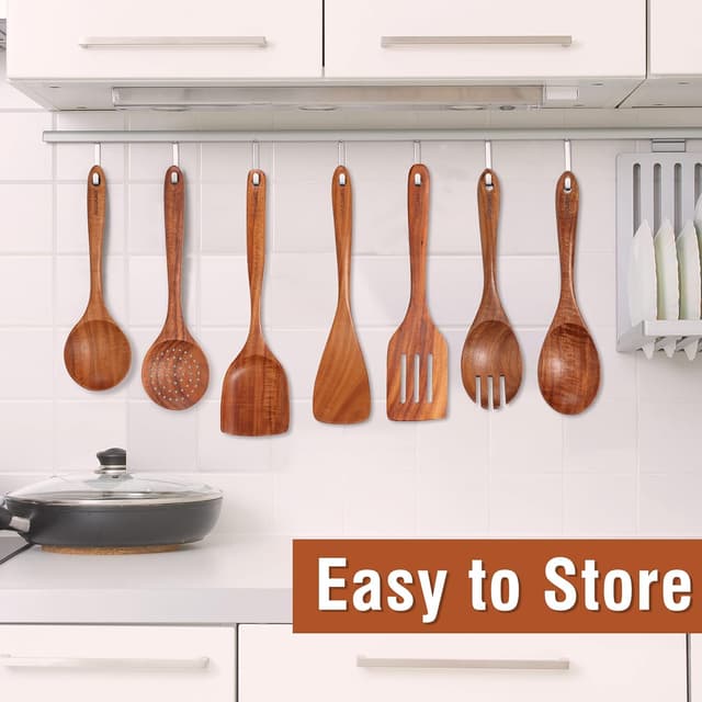 Detalle 2 de Mooues 9-Piece Teak Kitchen Utensil Set 🍽