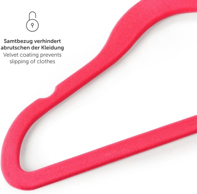 Detalle 2 de Laleni Kinderkleiderbügel 50er-Set mit Samtbezug, 360° drehbar (Pink)