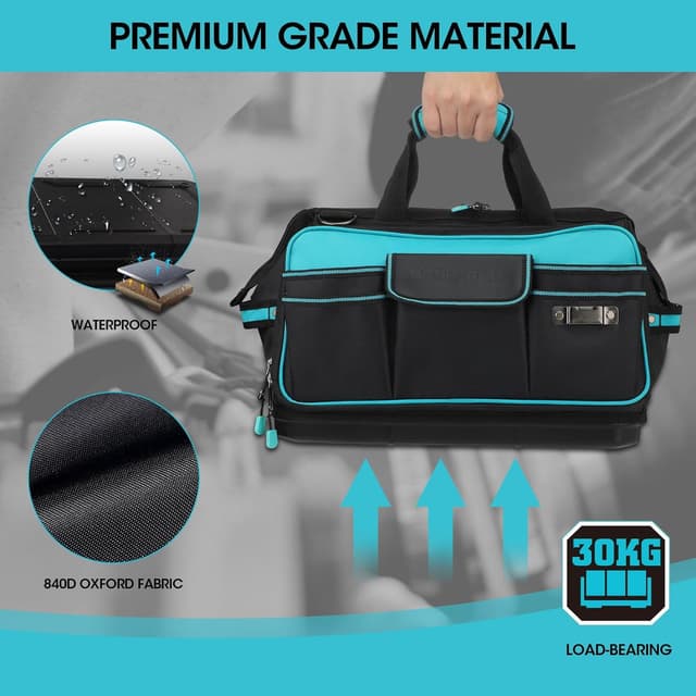 Detalle de DURATECH Sac à Outils 43 cm avec ouverture large et 32 poches en tissu Oxford 840D