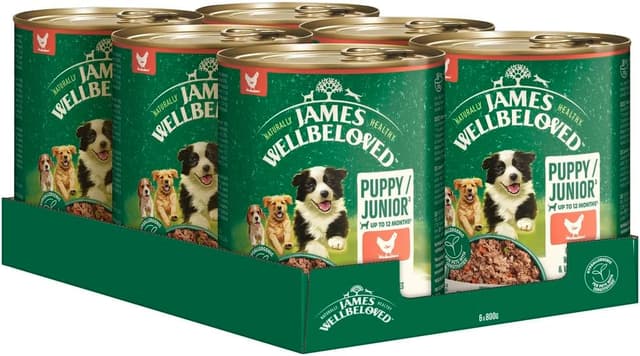 Detalle de James WELLBELOVED 6 x 800 g Hund Junior Dose Nassfutter in Pastete – Huhn