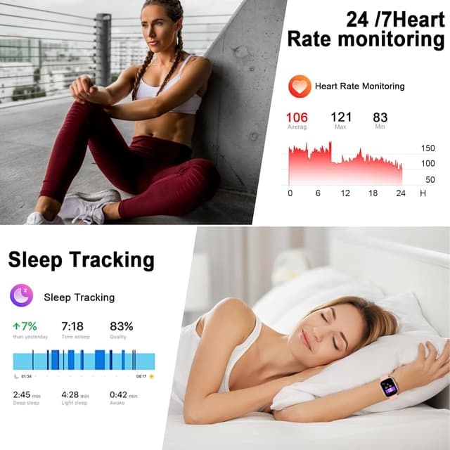 Detalle de Jugeman Smart Watch for Women with Bluetooth Calling, 1.91" HD Touch Screen & Fitness Tracking (Pink)