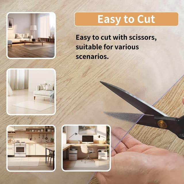 Detalle 2 de OstepDecor Office Chair Mat for Hardwood Floor, clear PVC desk chair protector (90 x 160 cm)