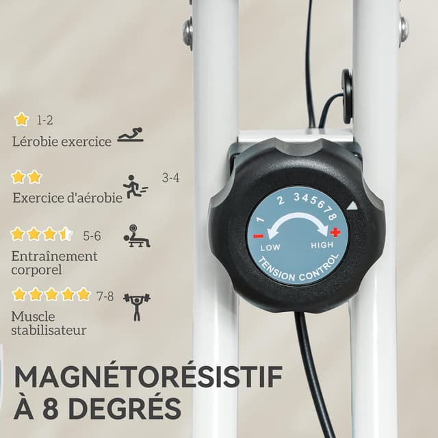 Thumbnail 3 de HOMCOM Vélo d'Appartement Magnétique Pliable 8 niveaux