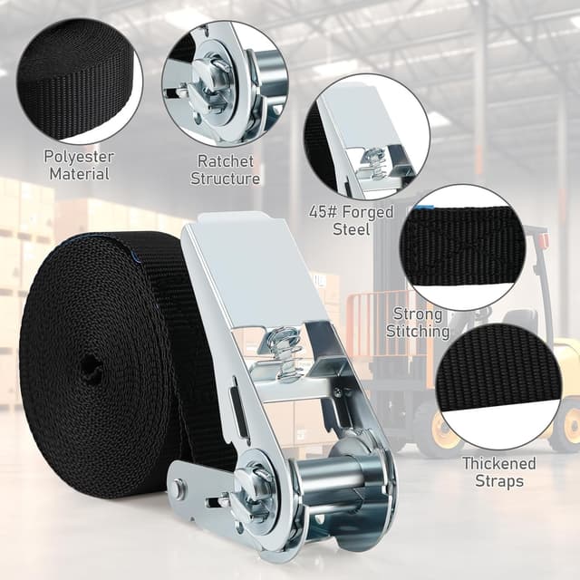 Detalle de Tapvai 5 correas tensoras 2,5 cm x 4 m 1000 kg