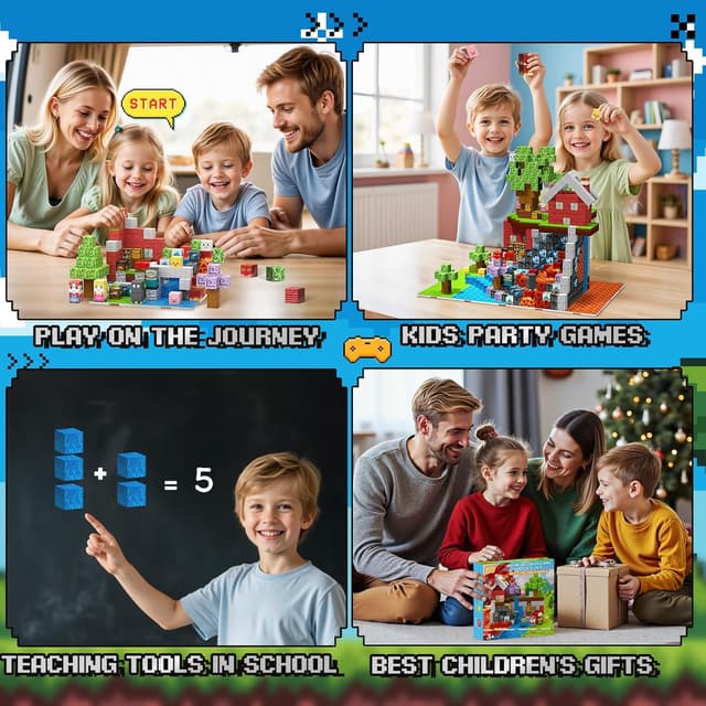 Detalle de iKidiki 200-piece Magnetic Blocks set with 6 expandable bases for ages 3–6