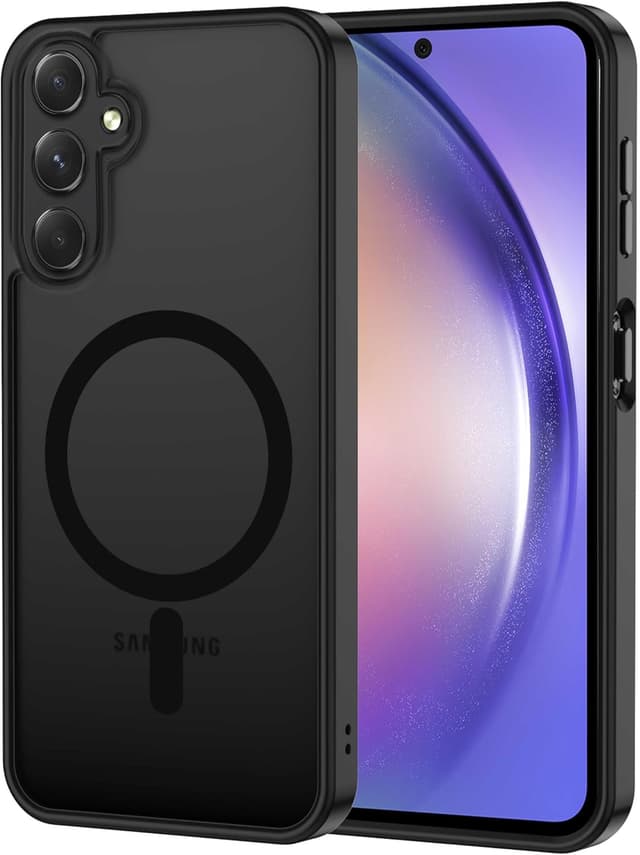 Detalle de XTCASE Coque magnétique MagSafe pour Samsung Galaxy A54 5G – dos translucide mat, bumper TPU antichoc et coque PC rigide (noir)